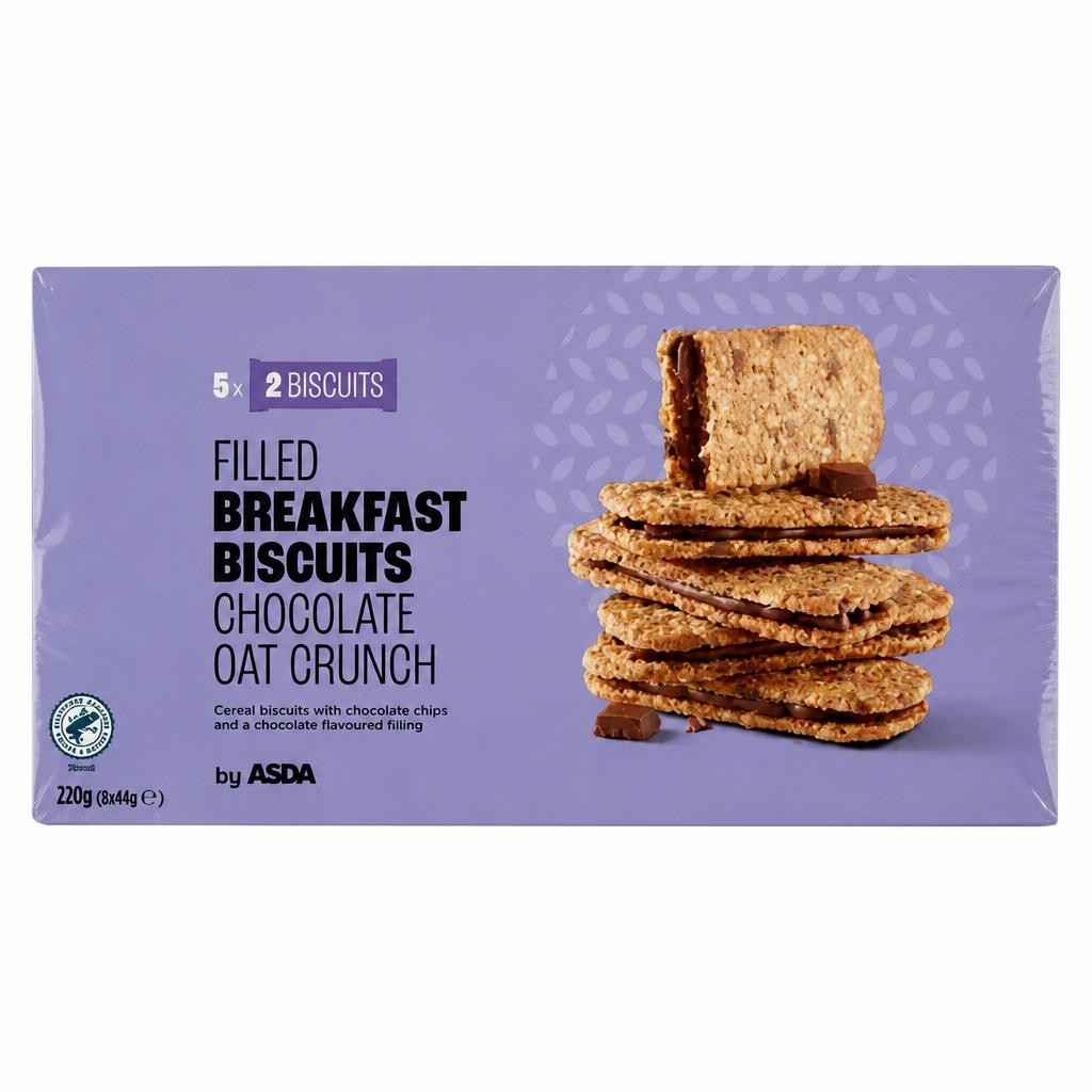 ASDA Filled Breakfast Biscuits Chocolate Oat Crunch 5 x 44g (220g)