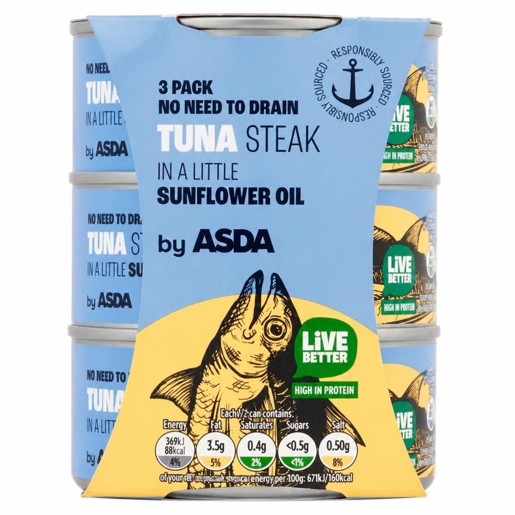 ASDA Tuna Steak in a Little Sunflower Oil 3 x 110g (330g)