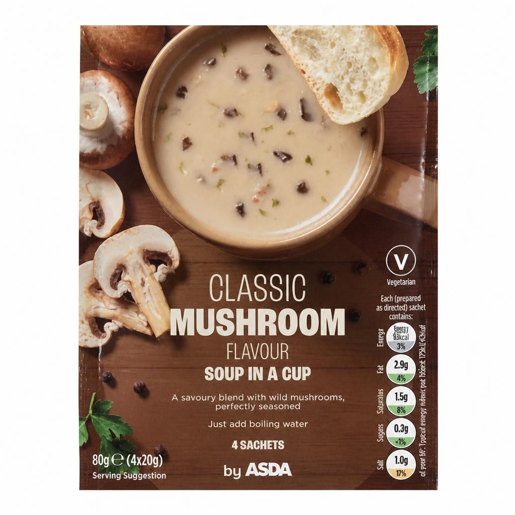 ASDA Classic Mushroom Flavour Soup in a Cup 4 x 20g (80g)