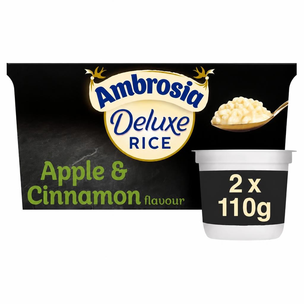 Ambrosia Deluxe Apple & Cinnamon Rice Pudding Dessert Snack Pots 2 x 110g