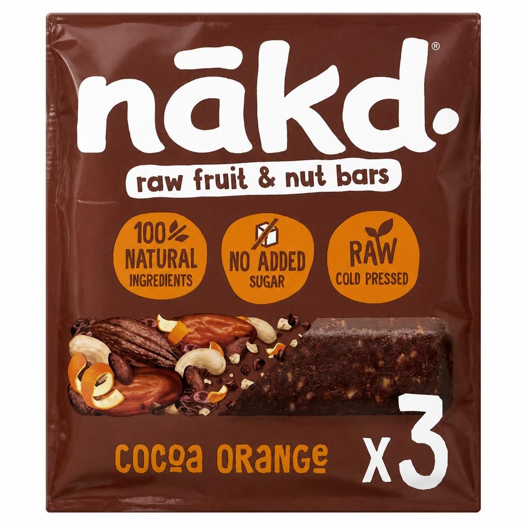 Nakd nakd. Cocoa Orange Fruit & Nut Bars 3 x 35g