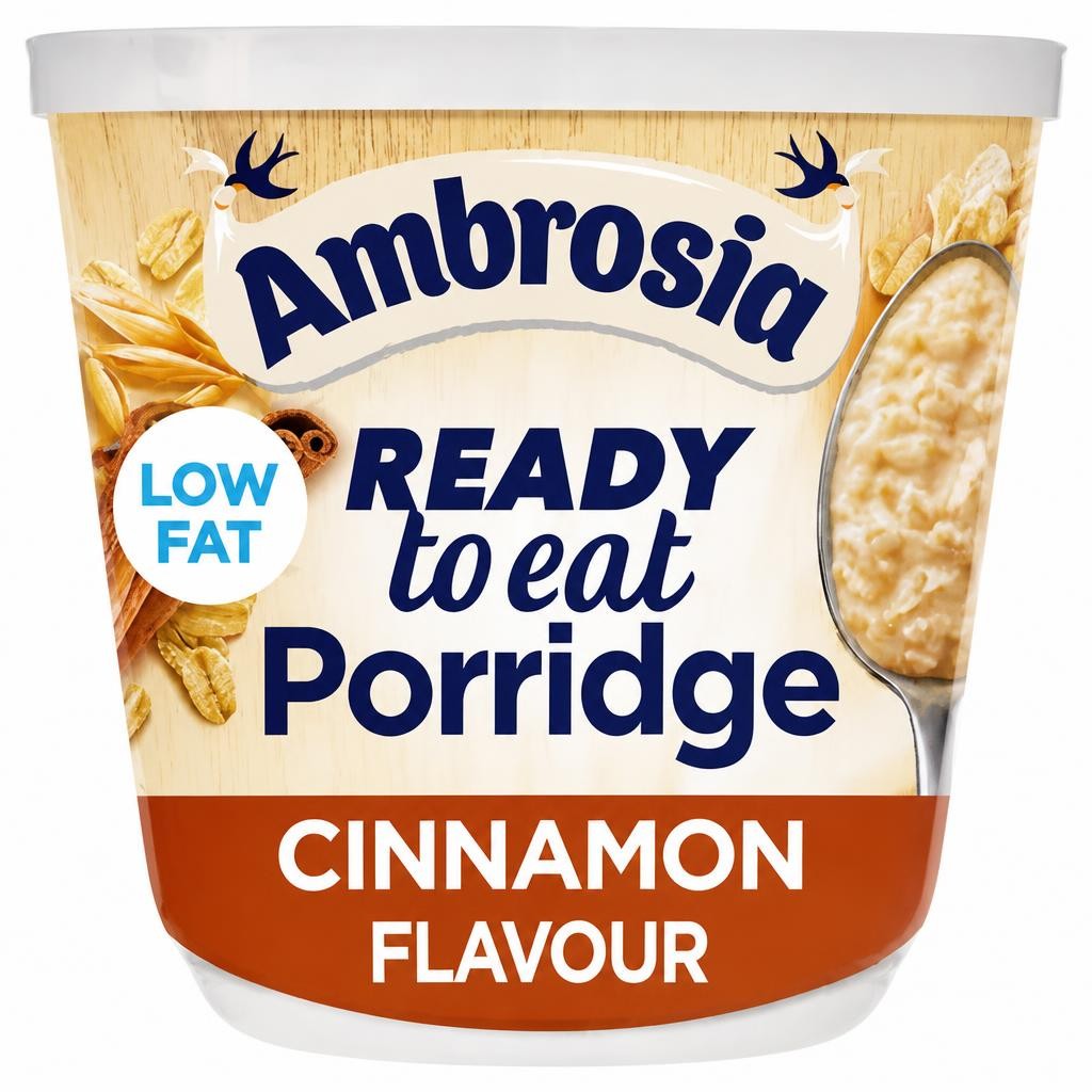 Ambrosia Ready to Eat Porridge Oat Cereal Pot Sweet Cinnamon 210g