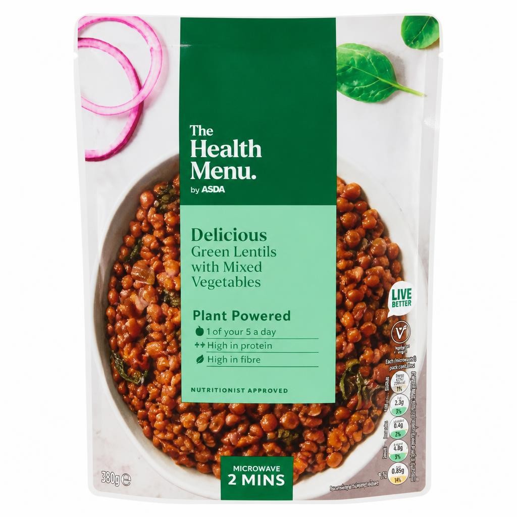 The Health Menu by ASDA The Health Menu Delicious Green Lentils with Mixed Vegetables 250g