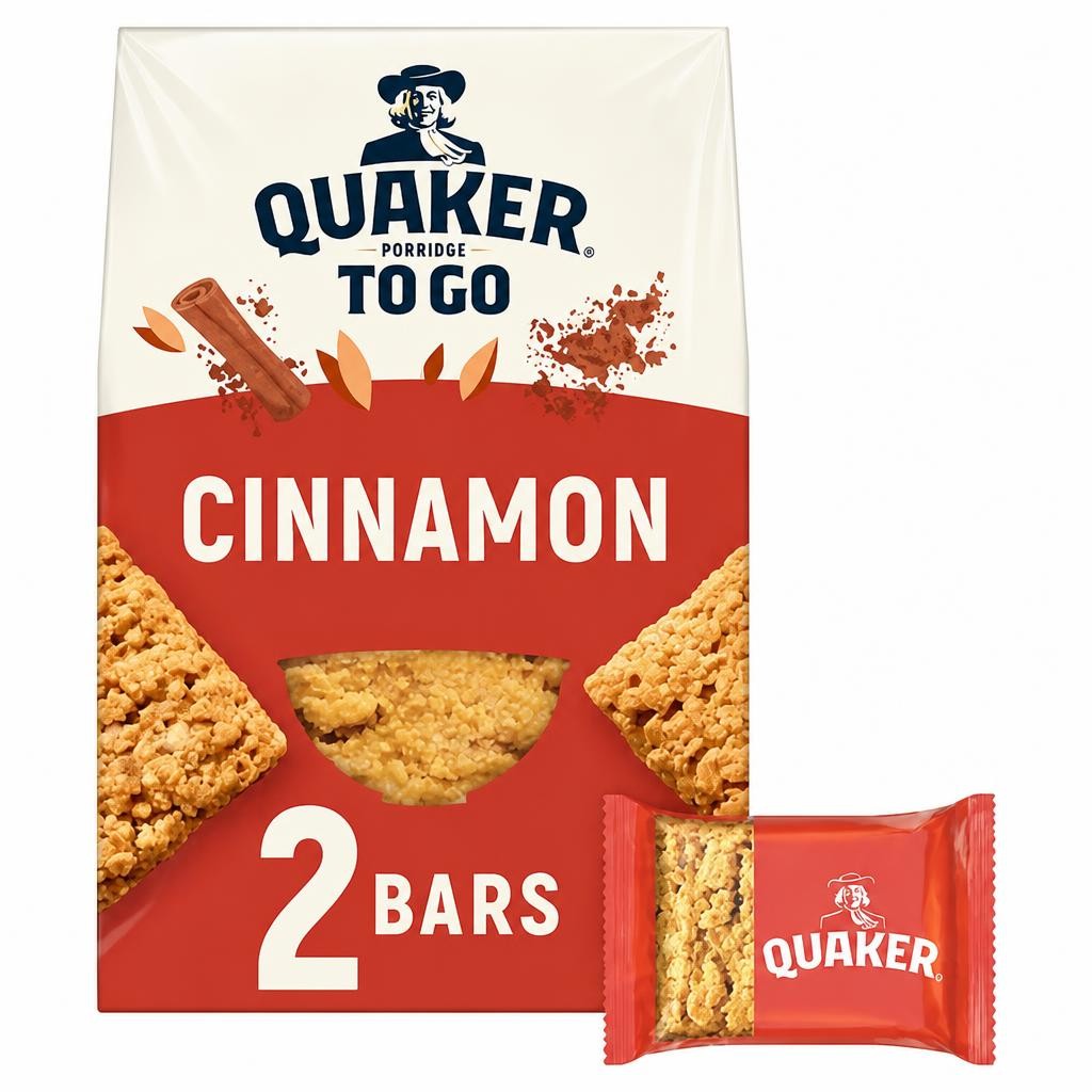 Quaker Porridge To Go Cinnamon Breakfast Bars 2x55g