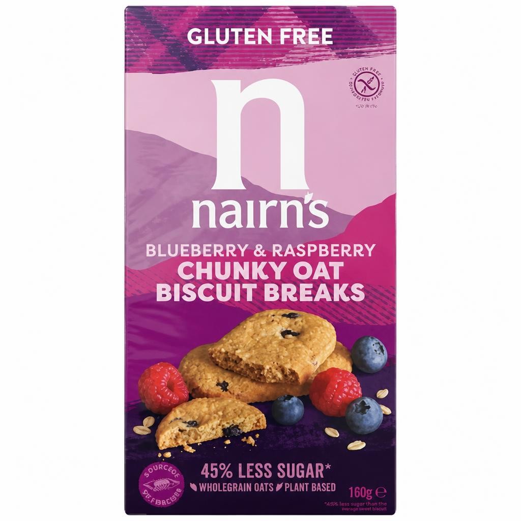 Nairn's Blueberry & Raspberry Chunky Oats Biscuit Breaks 160g
