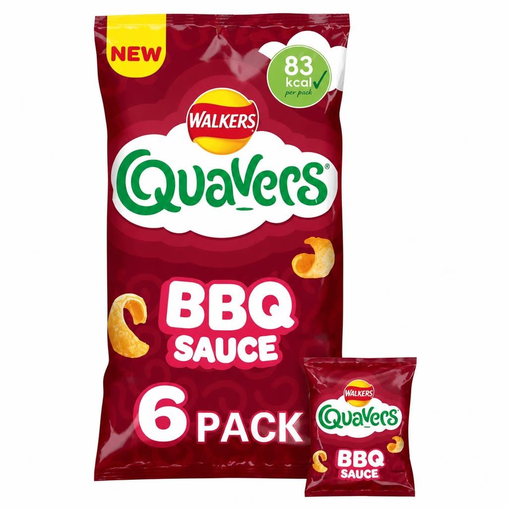 Walkers Quavers BBQ Sauce Multipack Snacks Crisps 6x16g
