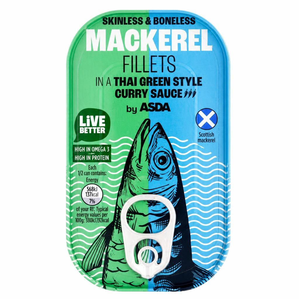 ASDA Mackerel Fillets in a Thai Green Style Curry Sauce 125g