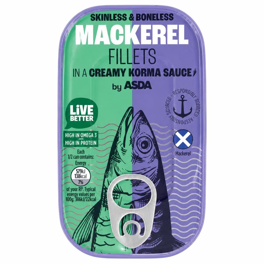 ASDA Mackerel Fillets in a Creamy Korma Sauce 125g