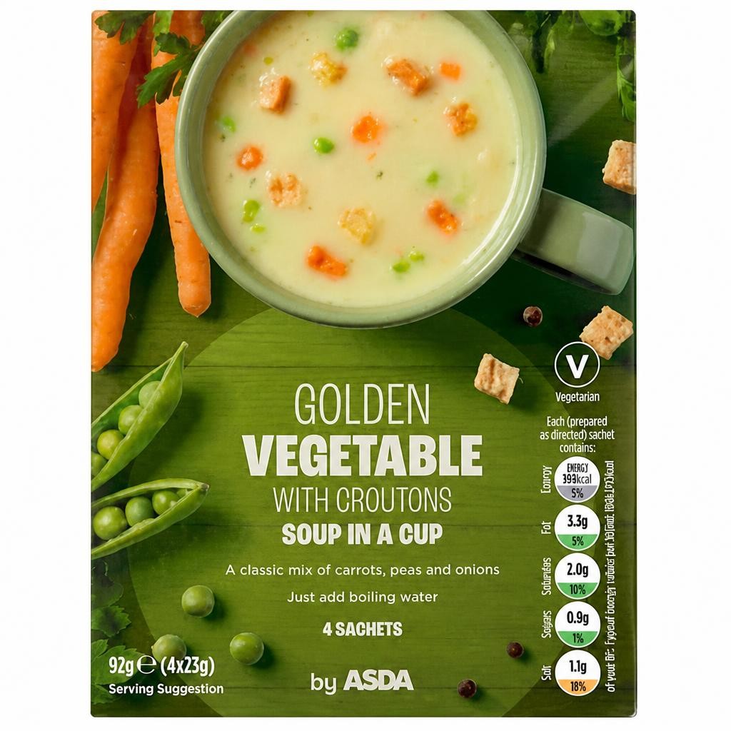 ASDA Golden Vegetable Soup in a Cup with Croutons 4 x 23g (92g)