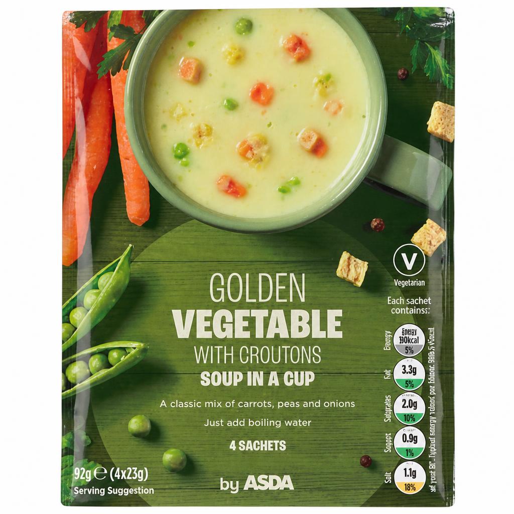 ASDA Golden Vegetable Soup in a Cup with Croutons 92g (4 x 23g)