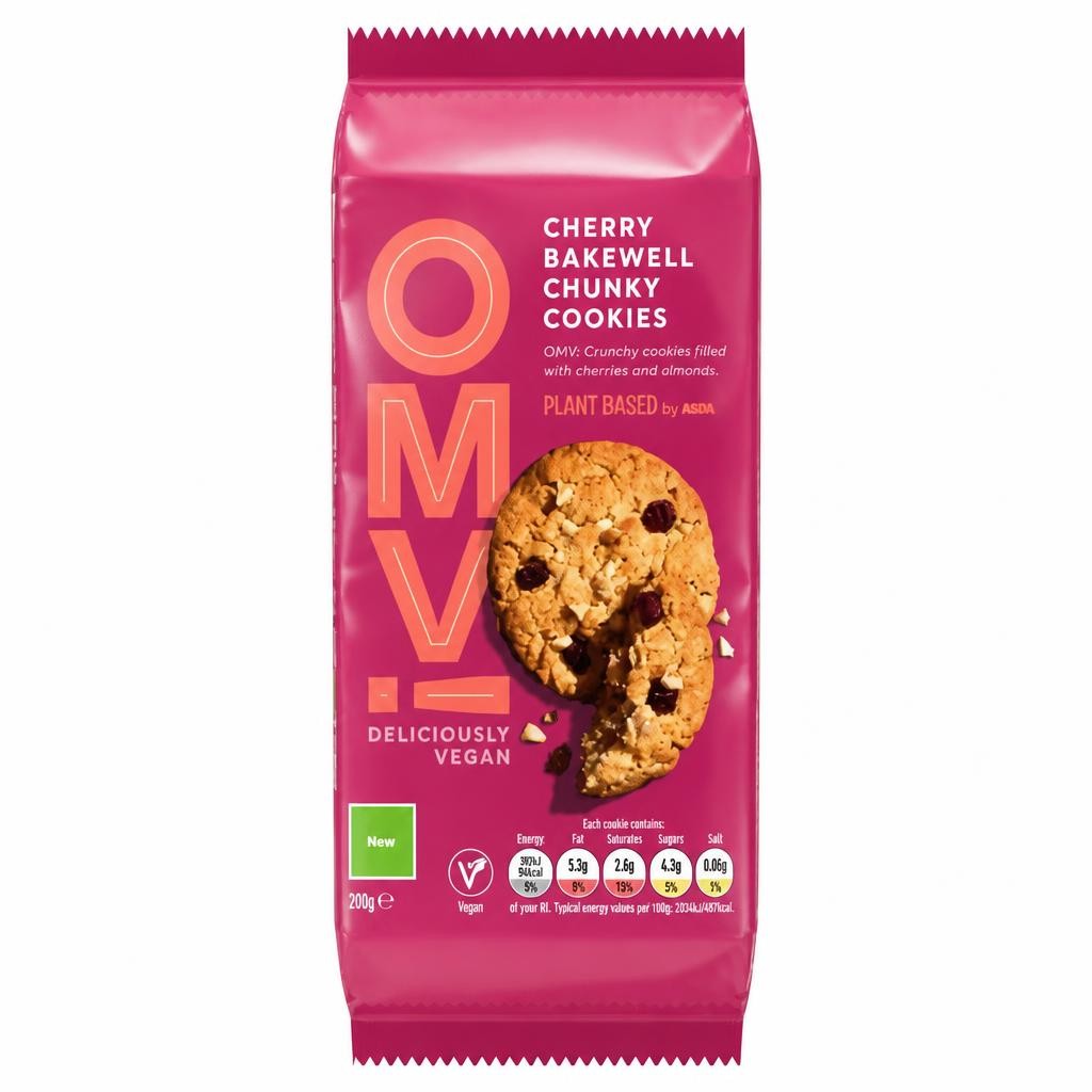 ASDA Plant Based Plant Based OMV! Cherry Bakewell Chunky Cookies 180g