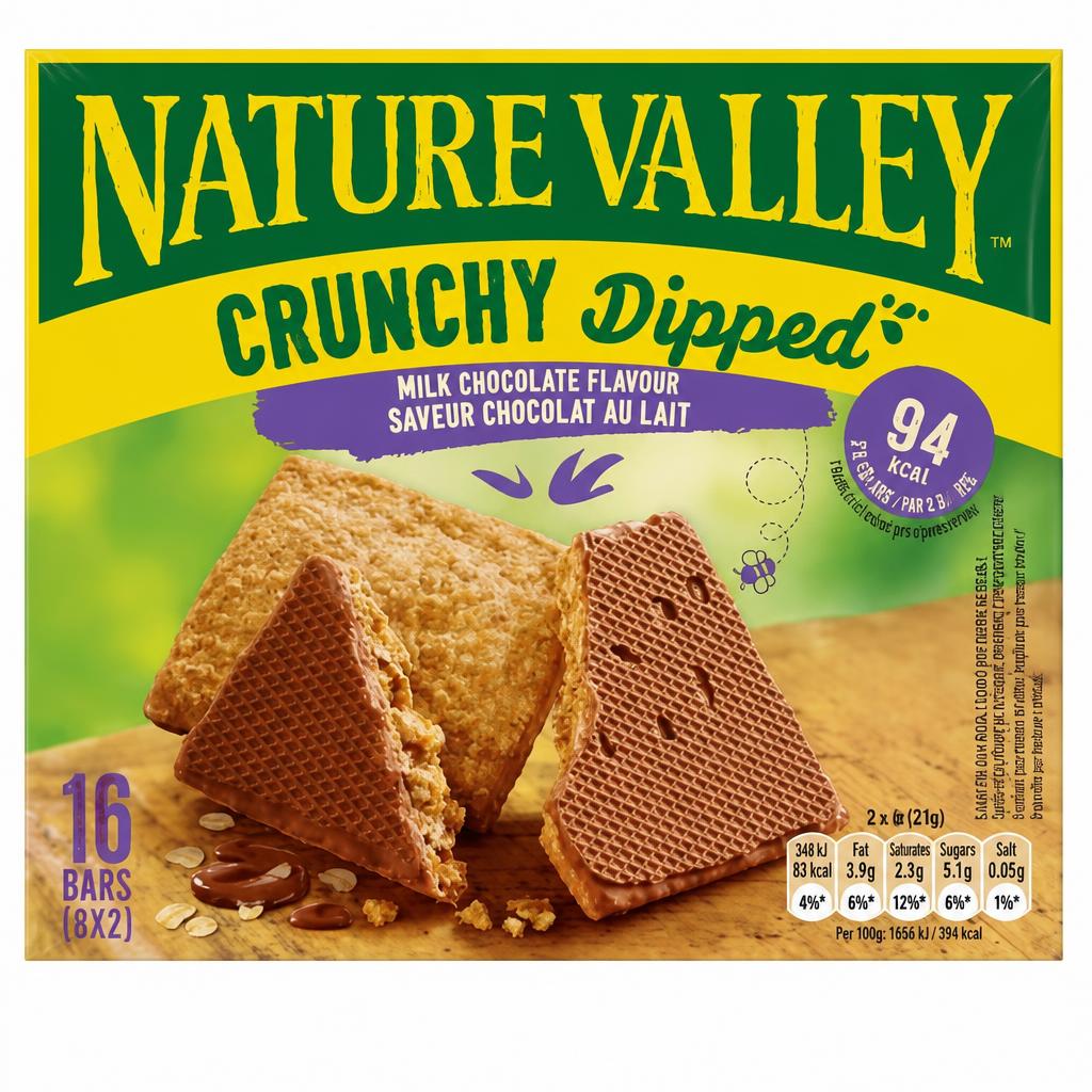 Nature Valley Crunchy Dipped With Milk Chocolate Flavour Cereal Bars 8 X 20G
