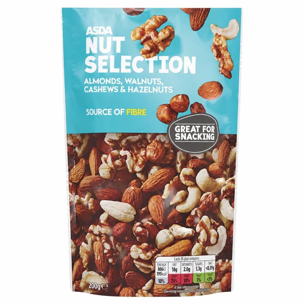 ASDA Almonds, Walnuts, Cashews & Hazelnuts Nut Selection 200g