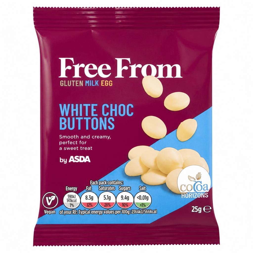 ASDA Free From Free From by  White Choc Buttons 25g