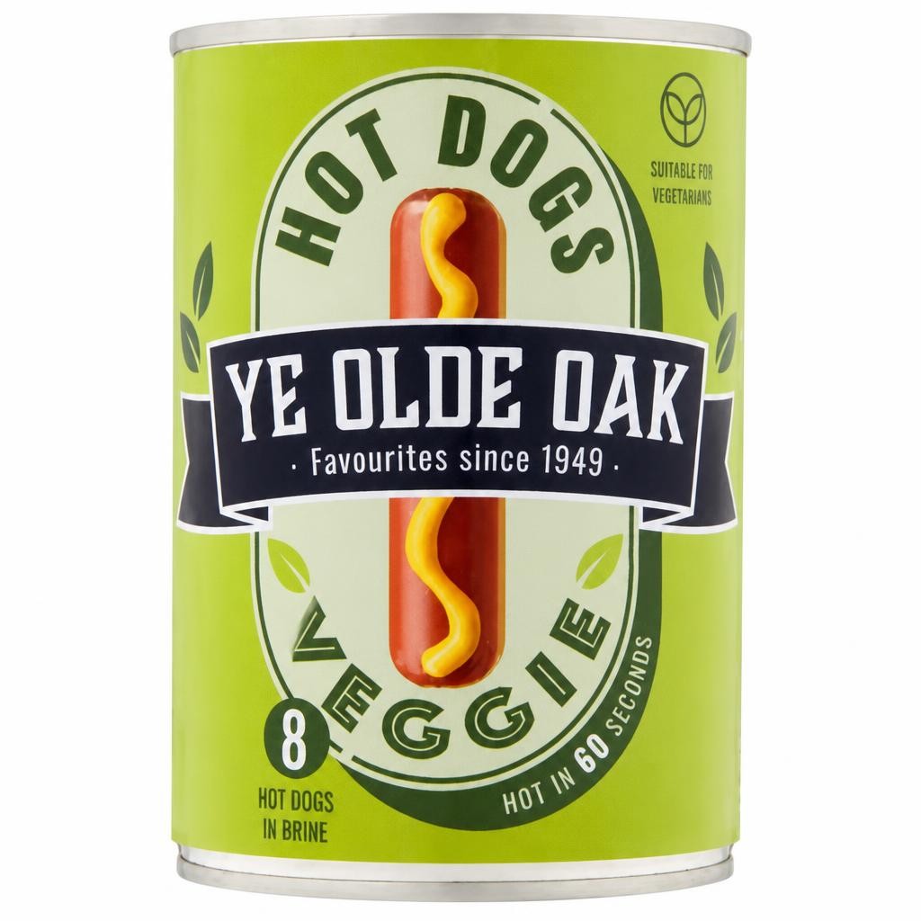 Ye Olde Oak 8 Veggie Hot Dogs in Brine 400g