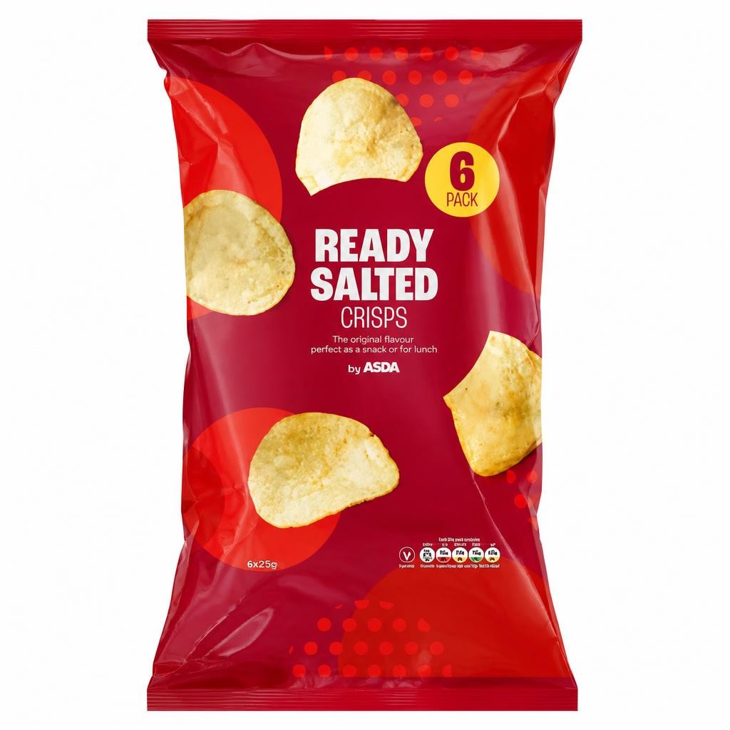 ASDA Ready Salted Crisps 6 x 25g (150g)