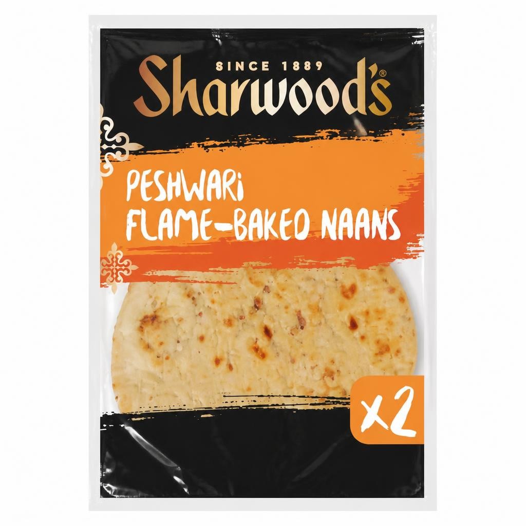 Sharwood's 2 Peshwari Flame-Baked Naan Breads