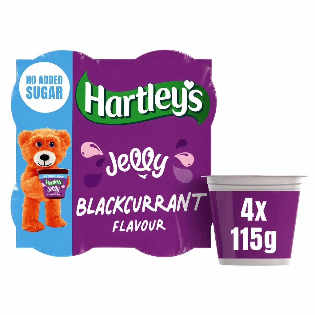 Hartley's No Added Sugar Blackcurrant Flavour Jelly 4 x 115g