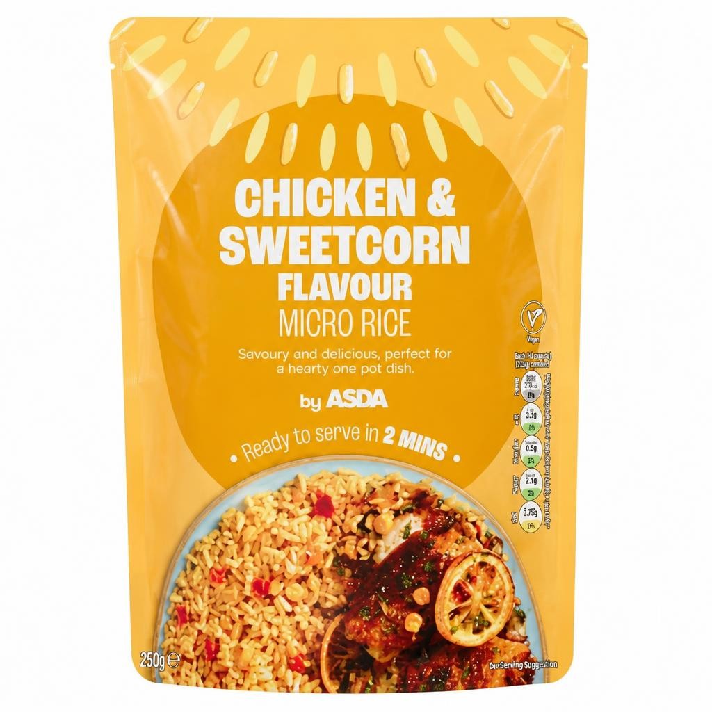 ASDA Chicken & Sweetcorn Flavour Micro Rice 250g