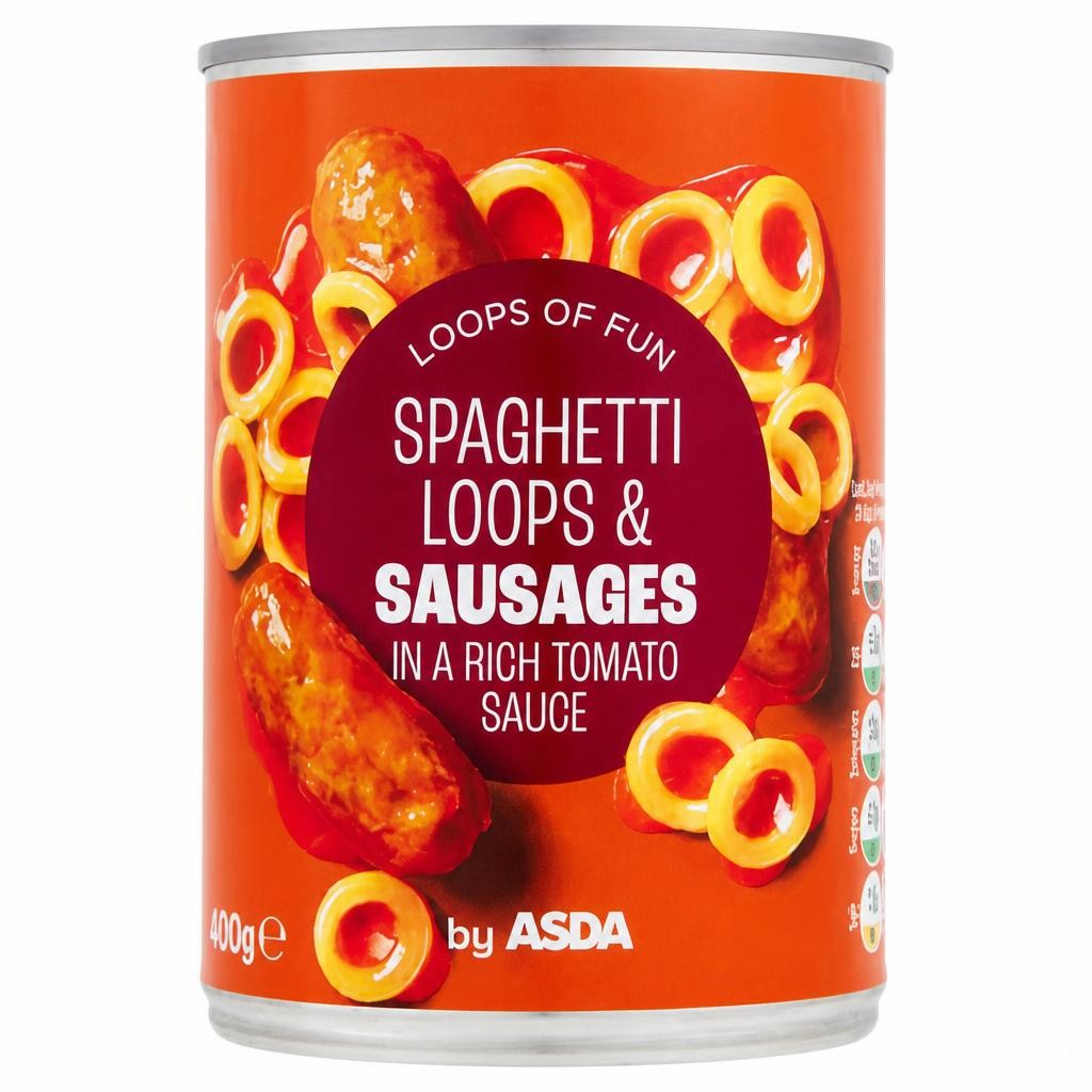 ASDA Spaghetti Loops & Sausages in a Rich Tomato Sauce 395g