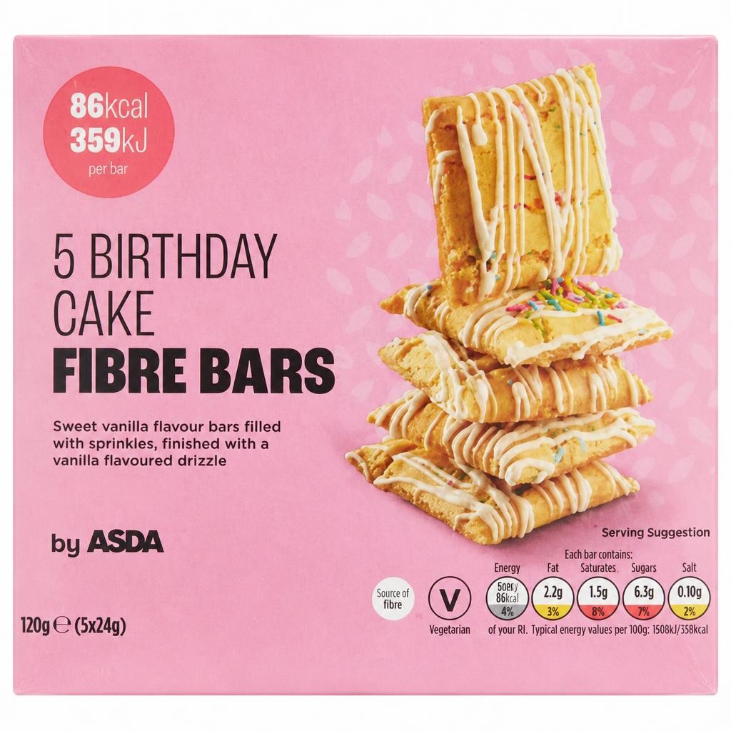 ASDA Birthday Cake Fibre Bars 5 x 24g (120g)