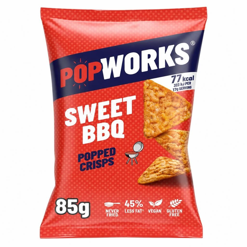 Popworks Sweet Barbecue Sharing Bag Popped Crisps 85g