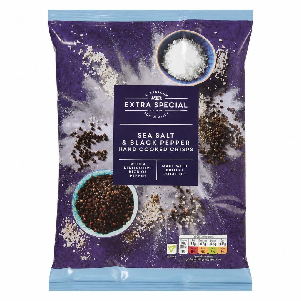 ASDA Extra Special Sea Salt & Black Pepper Hand Cooked Sharing Crisps