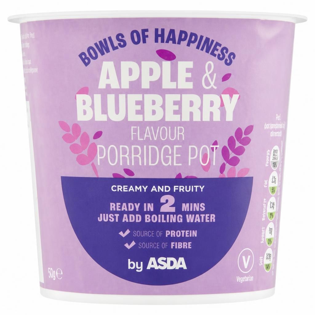 ASDA Apple & Blueberry Flavour Porridge Pot 57g