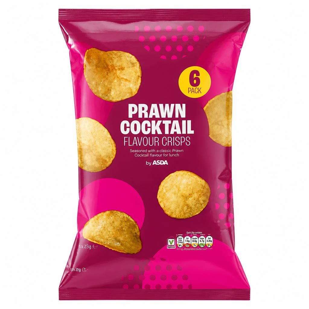 ASDA Prawn Cocktail Flavour Crisps 6 x 25g (150g)