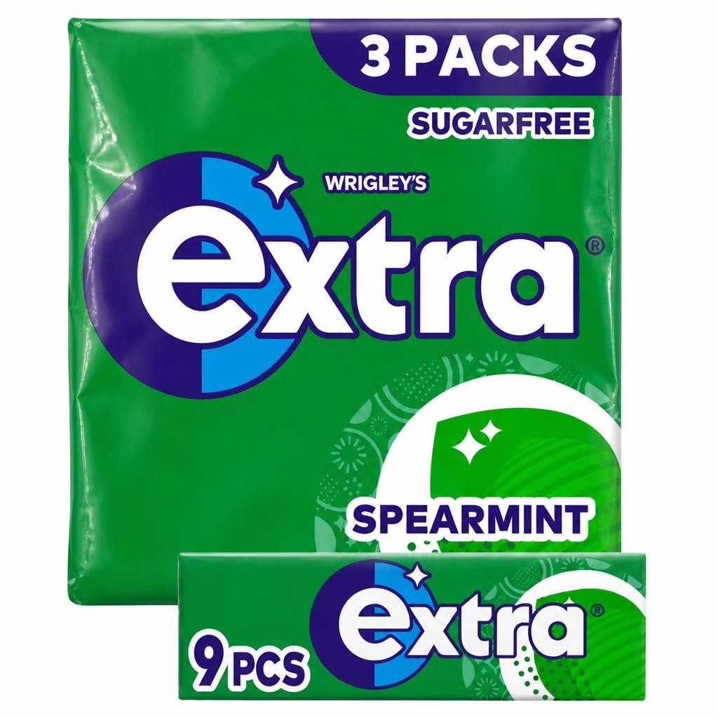 Wrigley's Extra Spearmint Sugarfree Chewing Gum Multipack 3x9 Pieces