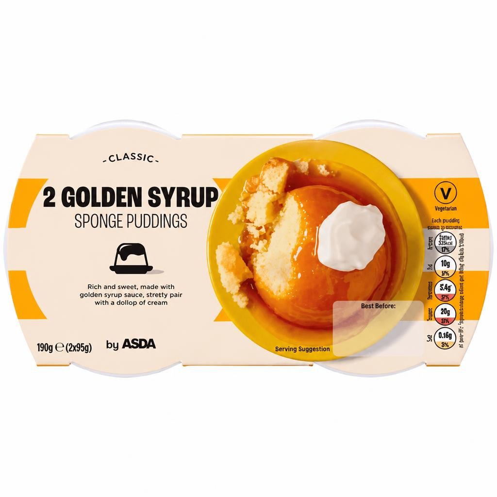 ASDA Classic Golden Syrup Sponge Puddings 2 x 95g (190g)