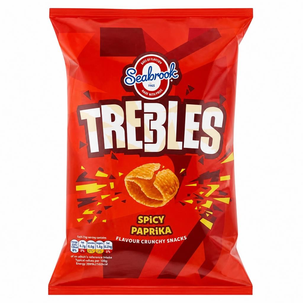 Seabrook Trebles Spicy Paprika Flavour Crunchy Snacks 120g