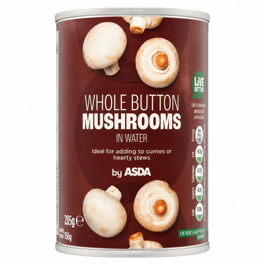 ASDA Whole Button Mushrooms in Water 285g
