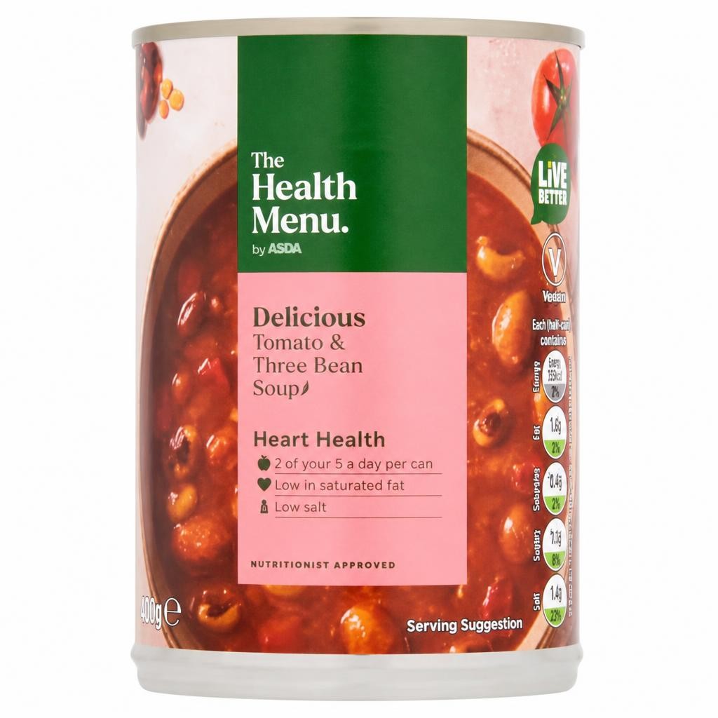 The Health Menu by ASDA The Health Menu Tomato & Three Bean Soup 400g
