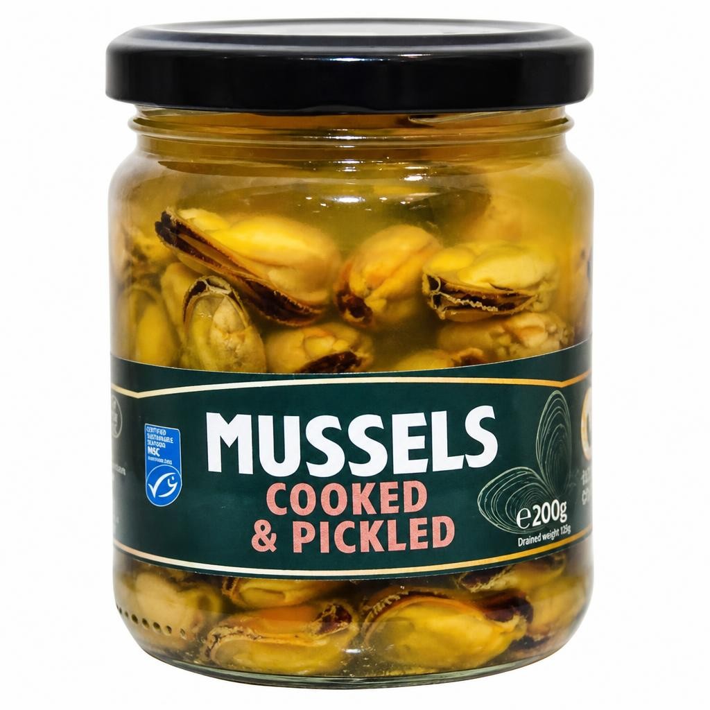 Ocean Crown Cooked & Pickled Mussels 200g