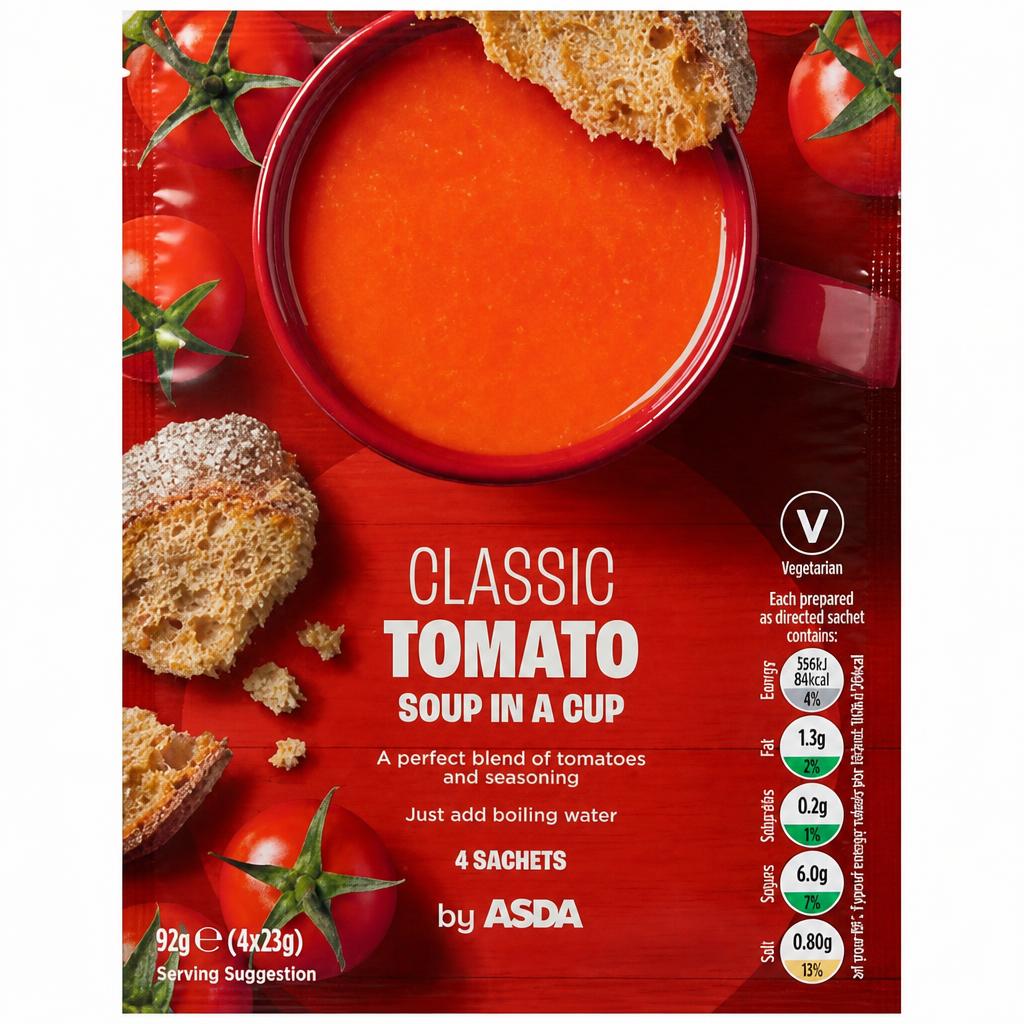 ASDA Classic Tomato Soup in a Cup 4 x 23g (92g)