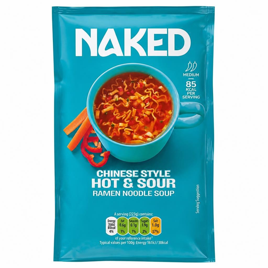 Naked Noodle Chinese Style Hot & Sour Ramen Noodle Soup 25g