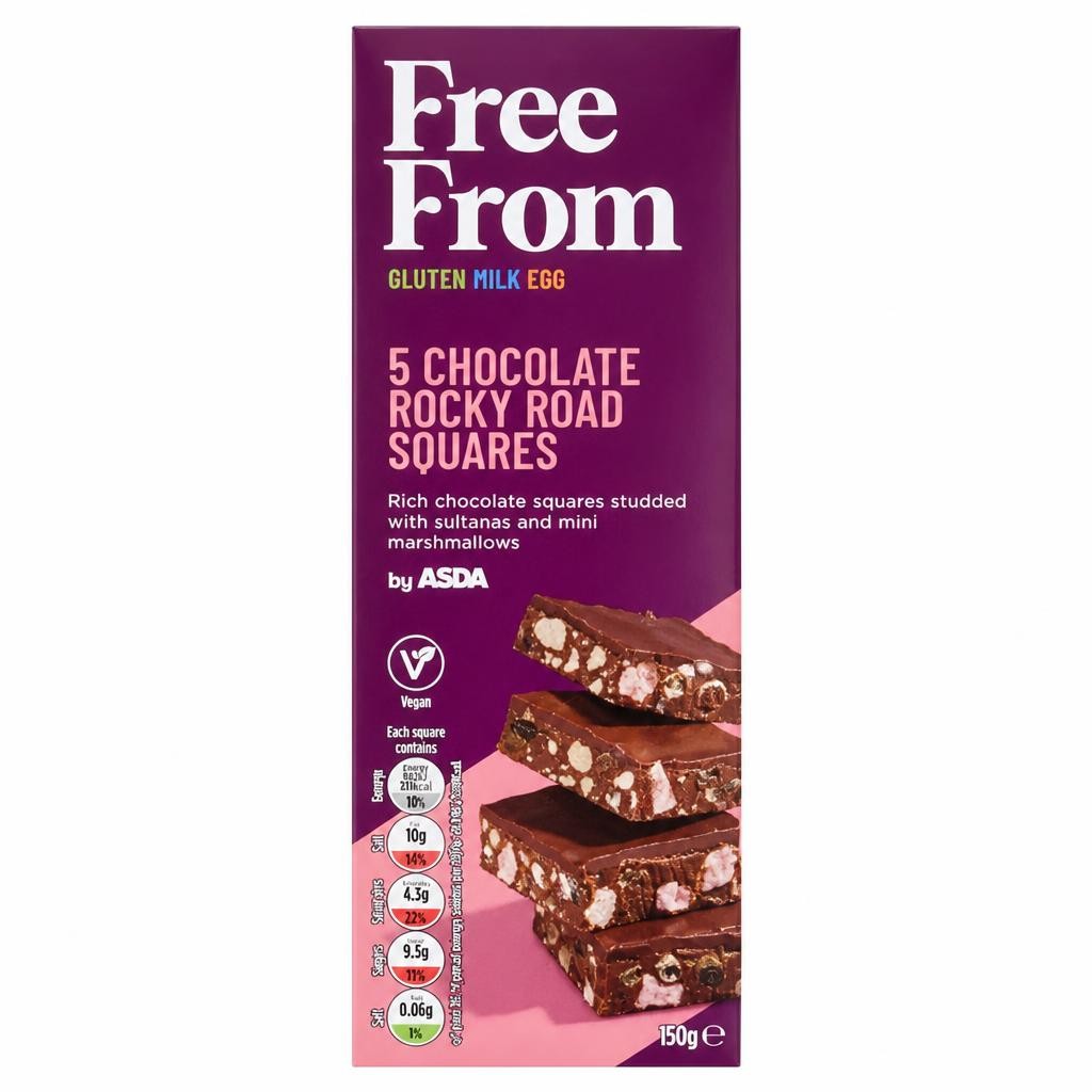 ASDA Free From Free From by  5 Chocolate Rocky Roads Squares 150g