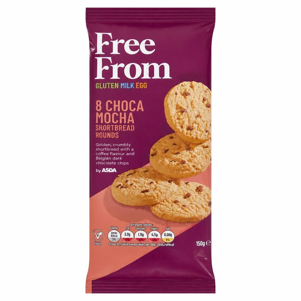 ASDA Free From Free From by  8 Choca Mocha Shortbread Rounds 150g