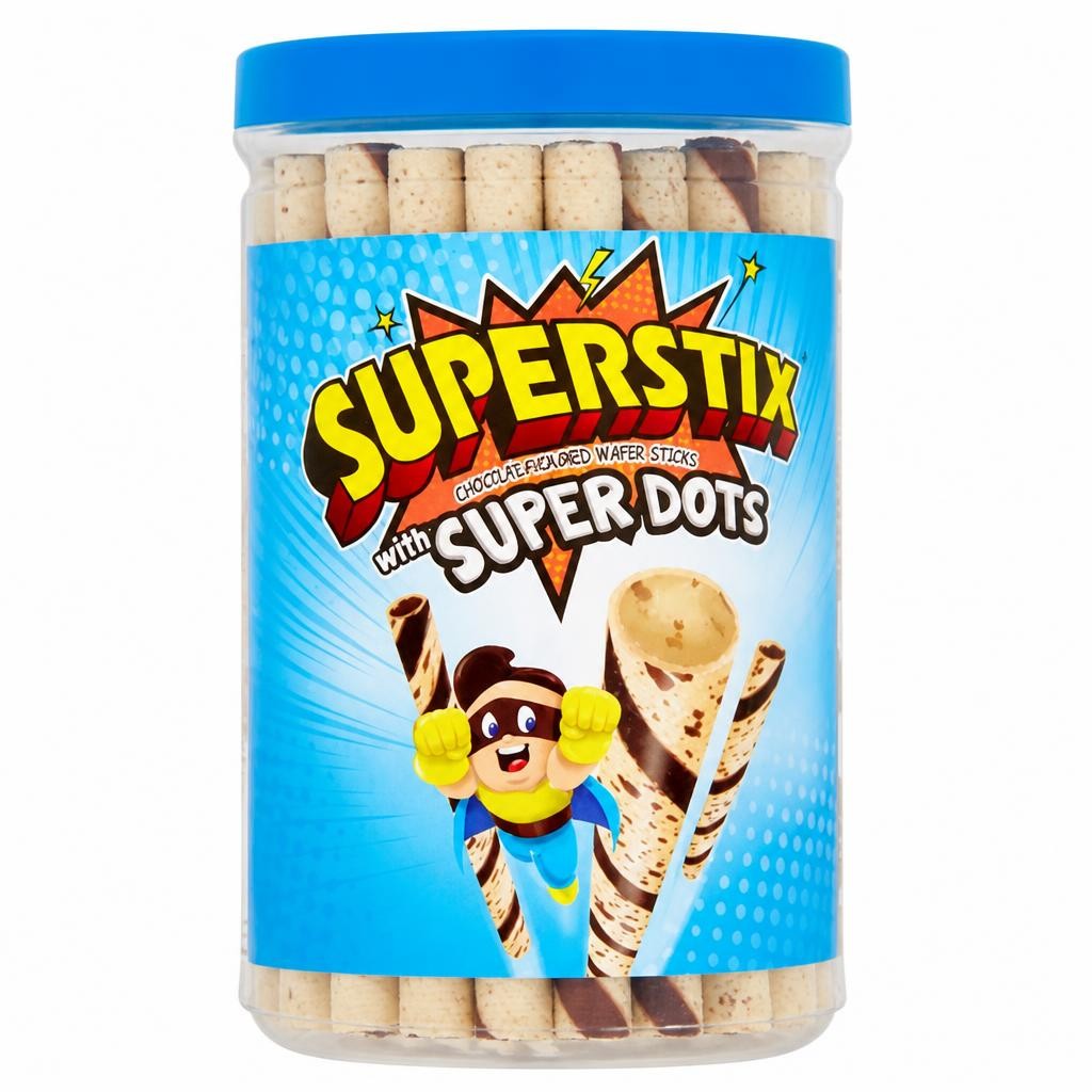 Superstix Choco Flavoured Wafer Sticks with Super Dots 346g