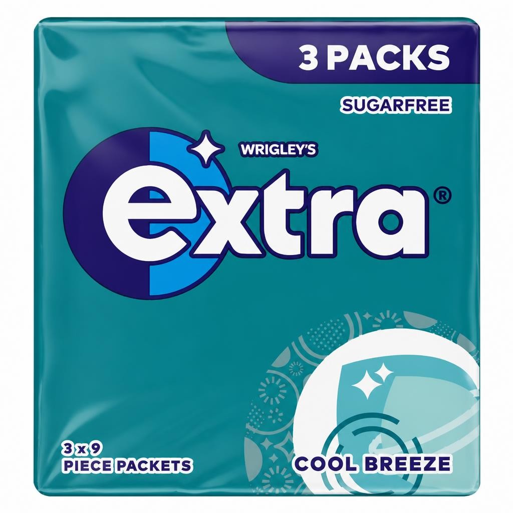 Wrigley's Extra Cool Breeze Sugar Free Chewing Gum x3 Packs