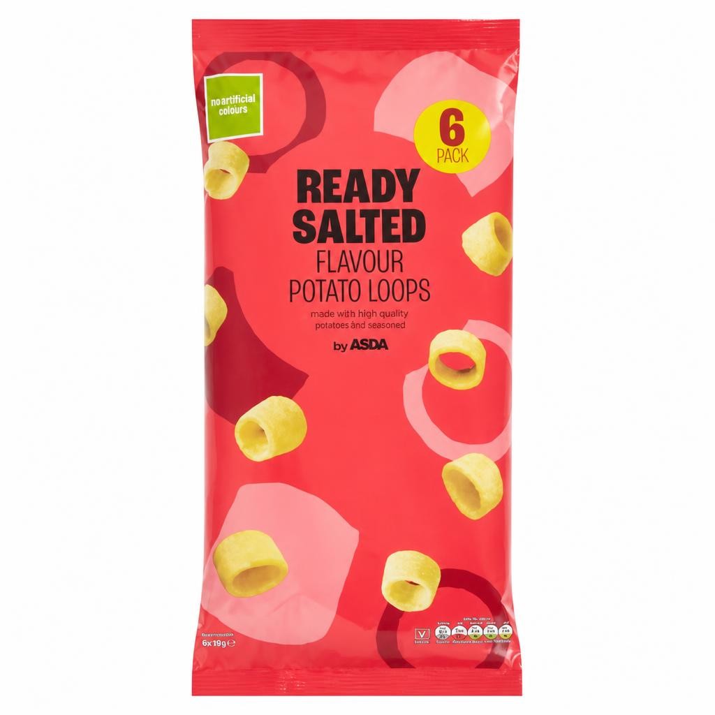 ASDA Ready Salted Flavour Potato Loops 6 x 24g (144g)