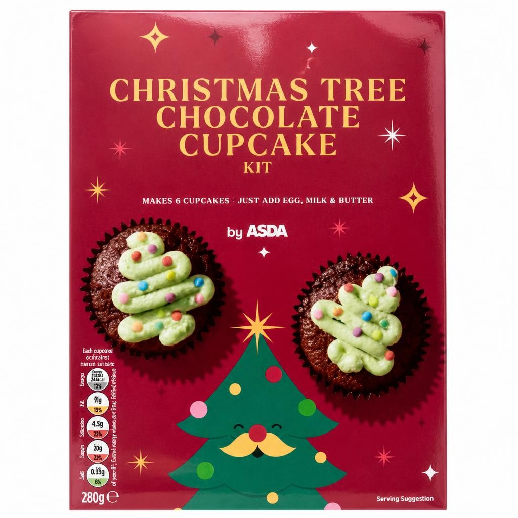 ASDA Christmas Tree Chocolate Cupcake Kit 280g