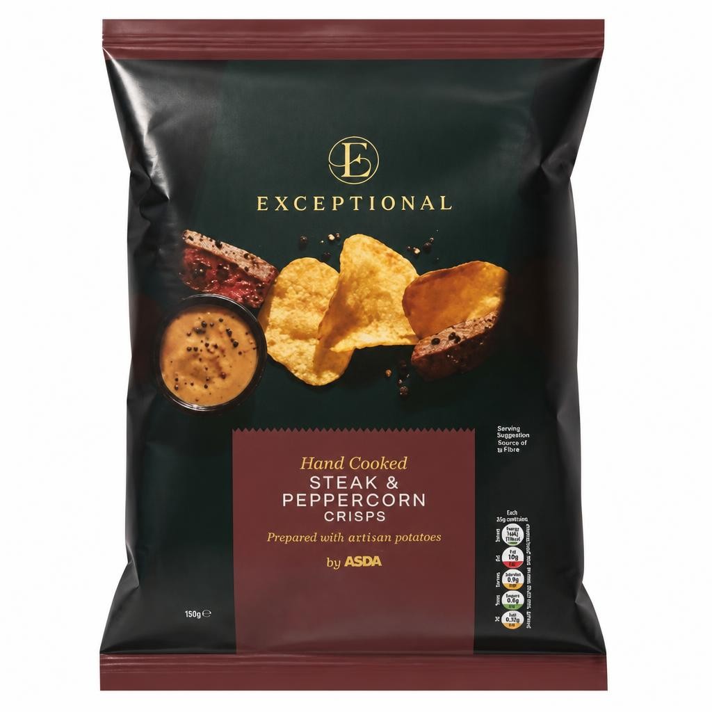 ASDA Exceptional by  Hand Cooked Steak & Peppercorn Crisps 150g