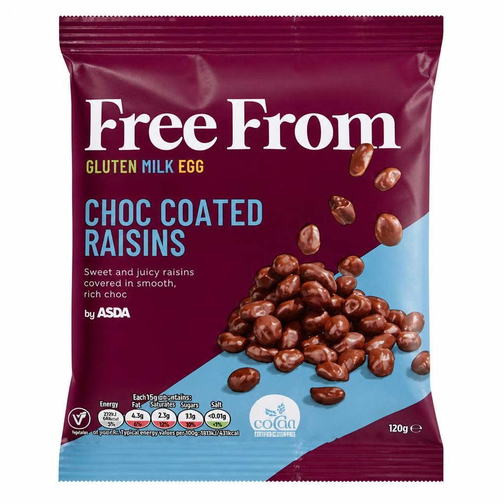 ASDA Free From Free From by  Choc Coated Raisins 120g