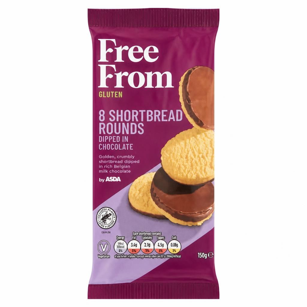Free From by Asda 8 Shortbread Rounds Dipped in Chocolate 150g