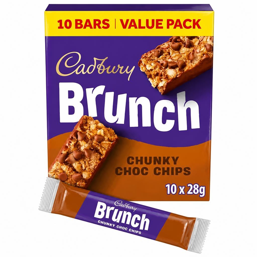Cadbury Brunch Oats Chocolate Chip Cereal Bars 10 Pack Multipack 280g (10 x 28g)