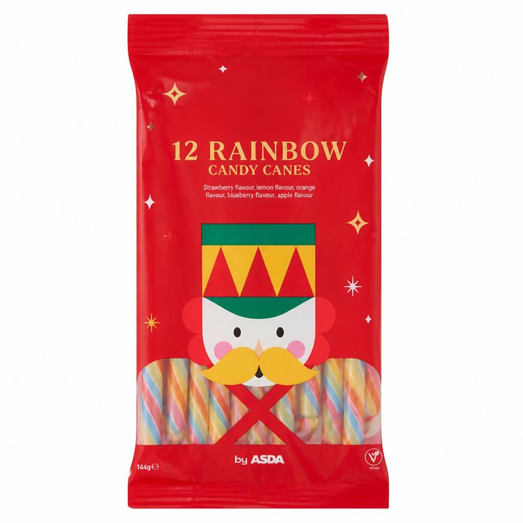 ASDA 12 Rainbow Candy Canes 144g