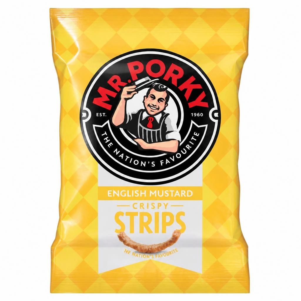 Mr Porky English Mustard Crispy Strips 32g