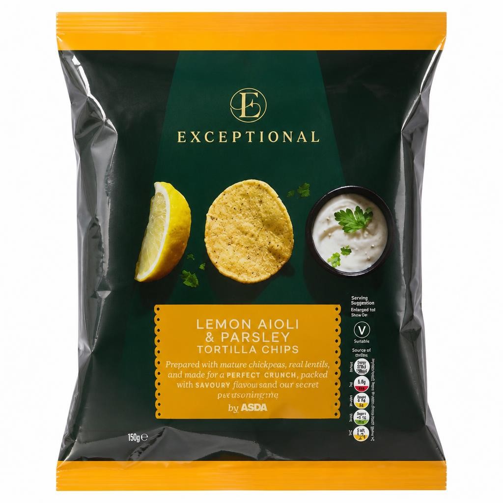 ASDA Exceptional by  Lemon Aioli & Parsley Tortilla Chips 150g